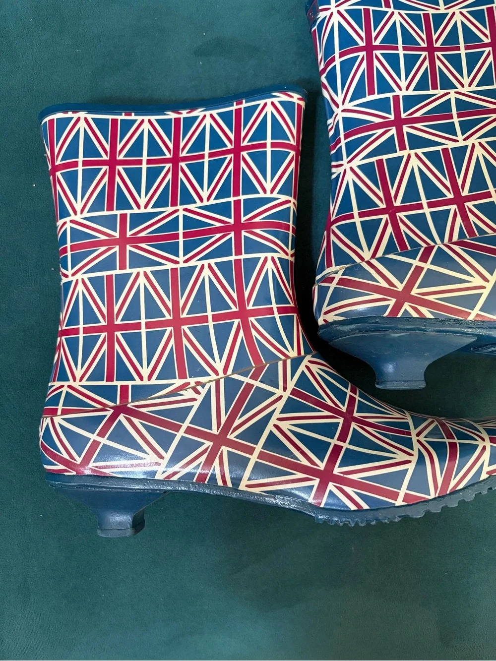 Women's Union Jack kitten heel Rain Booties